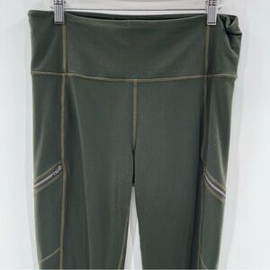 Athleta Army Green Full Length Zipper Pocket Legging Size Large Tall